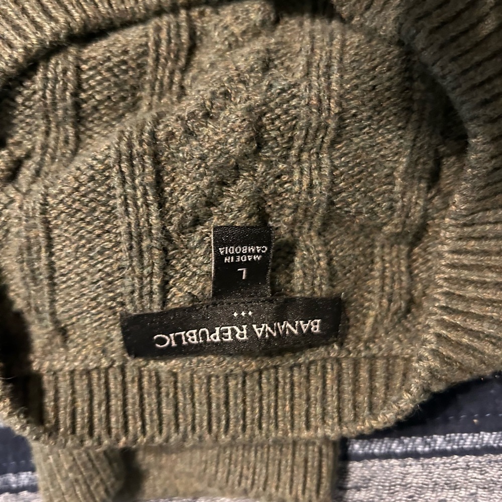 Banana Republic Green Crewneck Sweater Cable Knit